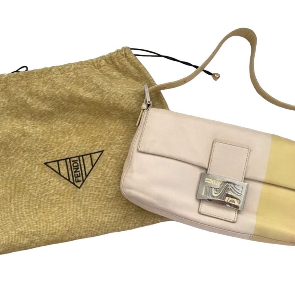 Fendi Limited Edition MOD Pink and Yellow Color Block Leather Shoulder Bag